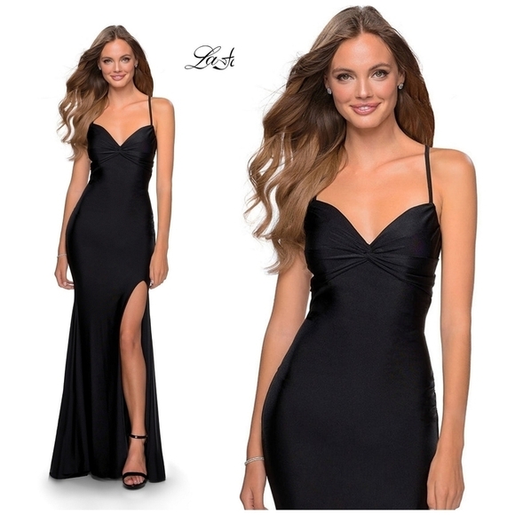 La Femme Sweetheart High Slit Strappy Back Prom Dress 28536 - Picture 1 of 6